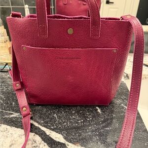 Pink Leather Tote Bag